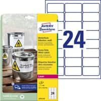 AVERY Zweckform Wetterfeste Etiketten L4773-20 haftend DIN A4 Weiß 63,5 x 33,9 mm 20 Blatt à 24 Etiketten