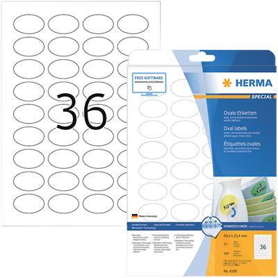 HERMA Multifunktionsetiketten Beweglich 4358 Weiß Oval 900 Etiketten pro Packung
