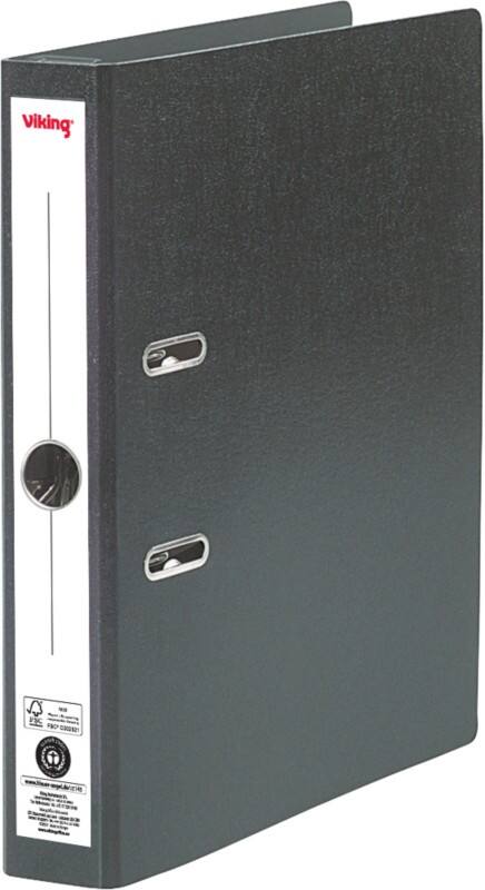 Viking Prem Touch Schmal Hängemappe DIN A4 50 mm Schwarz 2 Ringe Pappkarton Matt Hochformat Recycled