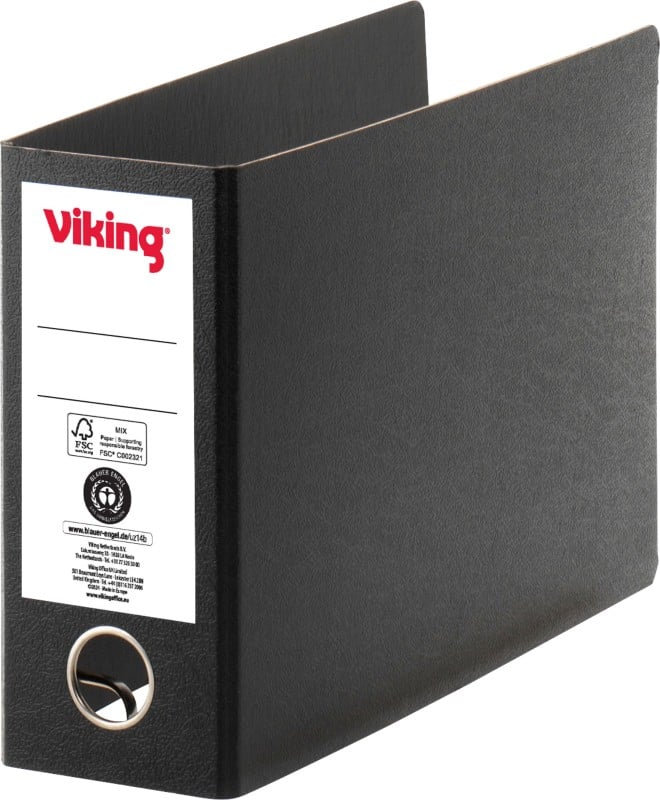 Viking Ordner Breit DIN A5 75 mm Schwarz 2 Ringe Pappkarton Querformat
