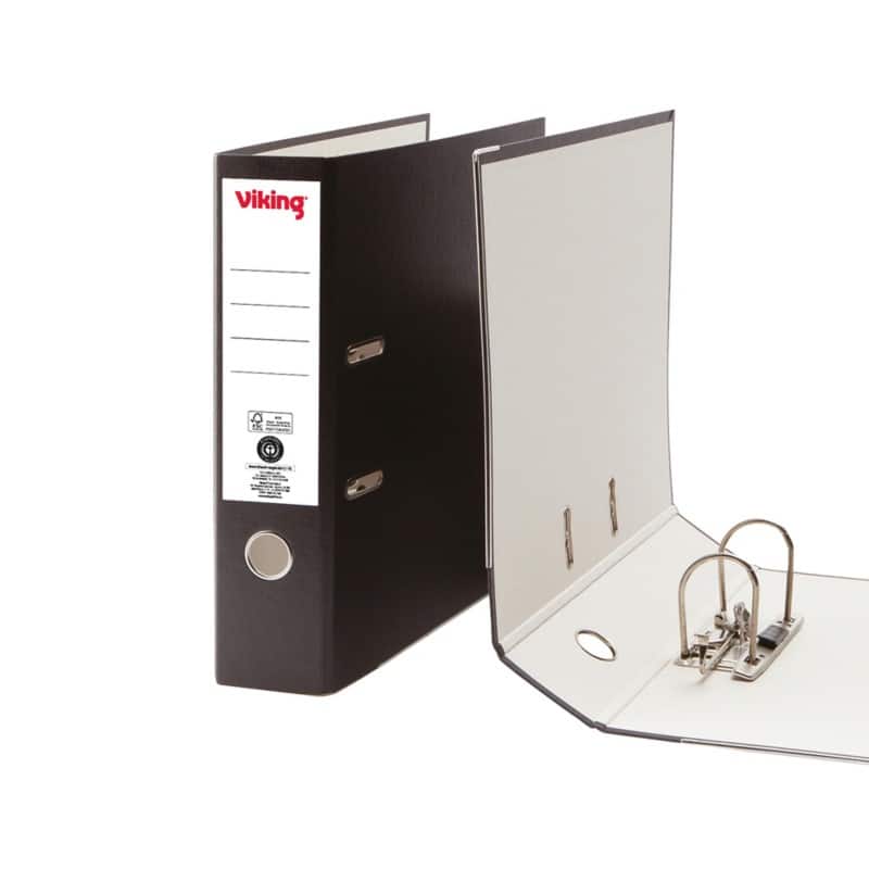 Viking Breit Ordner DIN A4 75 mm Schwarz 2 Ringe Pappkarton Matt Hochformat Recycled