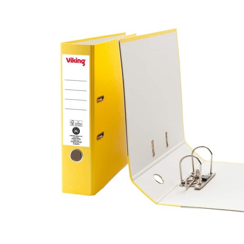 Viking Breit Ordner DIN A4 75 mm Gelb 2 Ringe Pappkarton Matt Hochformat Recycled