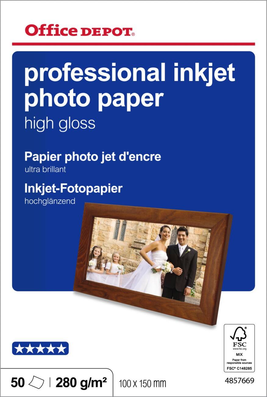 Office Depot Fotopapier Professional 10 x 15 cm 270 g/m² Weiß 50 Blatt