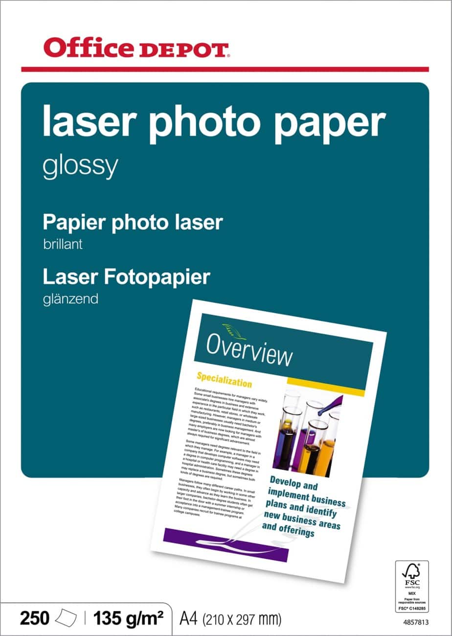 Office Depot-Laser-Fotopapier DIN A4 135 g/m² Weiß 250 Blatt