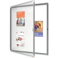 Nobo Premium Plus Magnetischer Abschließbarer Schaukasten 1902581 Für den Außenbereich Wandmontierbar Alurahmen Klapptür aus Sicherheitsglas 12xA4 Weiß 924 x 970 mm