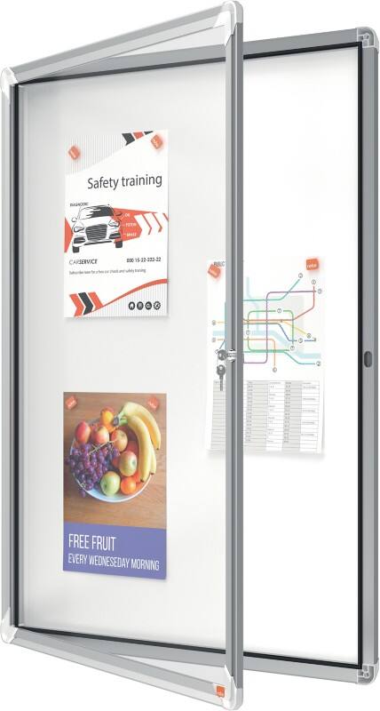 Nobo Premium Plus Magnetischer Abschließbarer Schaukasten 1902580 Für den Außenbereich Wandmontierbar Alurahmen Klapptür aus Sicherheitsglas 9 x A4 Weiß 97 (H) x 70,9 (B) cm