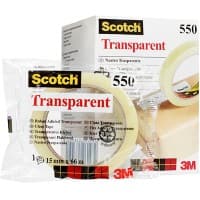 Scotch Crystal Clear Klebeband 550 Transparent Einzeln verpackt 19 mm x 66 m Pack mit 8 Rollen