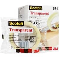 Scotch Crystal Clear Klebeband 550 Transparent Einzeln verpackt 19 mm x 66 m Pack mit 8 Rollen