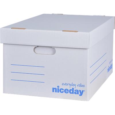 Niceday Archivschachteln mit Deckel Weiß 100% recycelte Pappe 25,5 x 54,5 x 35,4 cm 10 Stück