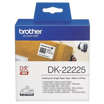 Brother DK-22225 Authentic Papier Endlosetiketten Selbstklebend Schwarzer Druck auf Weiß 38 mm x 30.5m