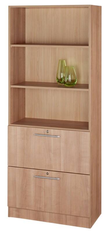 Hammerbacher Matrix Melaminharzbeschichtete Spanplatte Schrank 2 Fachböden 800 x 420 x 2.004 mm Braun Walnuss