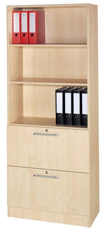 Hammerbacher Matrix Melaminharzbeschichtete Spanplatte Aktenschrank 2 Fachböden 800 x 420 x 2.004 mm Braun Ahorn