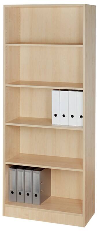 Hammerbacher Melaminharzbeschichtete Spanplatte Bücherregal 4 Fachböden 800 x 400 x 2.004 mm Braun Ahorn
