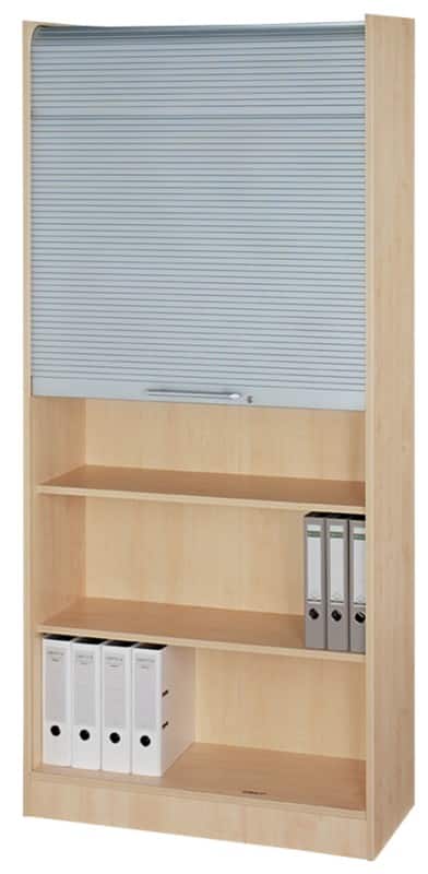 Hammerbacher Rolladenschrank Ahorn, Silber 900 x 400 x 2.004 mm  