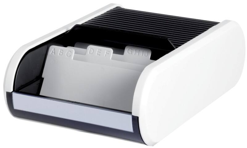 helit Visitenkartenbox DIN A8 300 Karten Schwarz, Weiß 13,6 x 24,2 x 6,7 cm