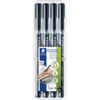 STAEDTLER Lumocolor Universal Lumocolor Rundspitze Permanentmarker Fein Rundspitze 0,6 mm Schwarz Nachfüllbar 4 Stück