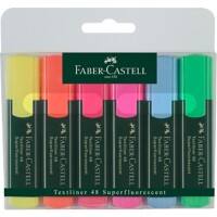 Faber-Castell Superfluorescent Textliner 48 Textmarker Farbig Sortiert Mittel Keilspitze 1 - 5 mm Nachfüllbar 6 Stück