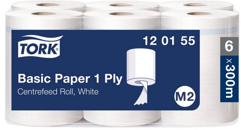 Tork Universal Wischtücher M2 Zentralentnahme Weiß 1-lagig 0.561 m 120155 6 Rollen à 300 m