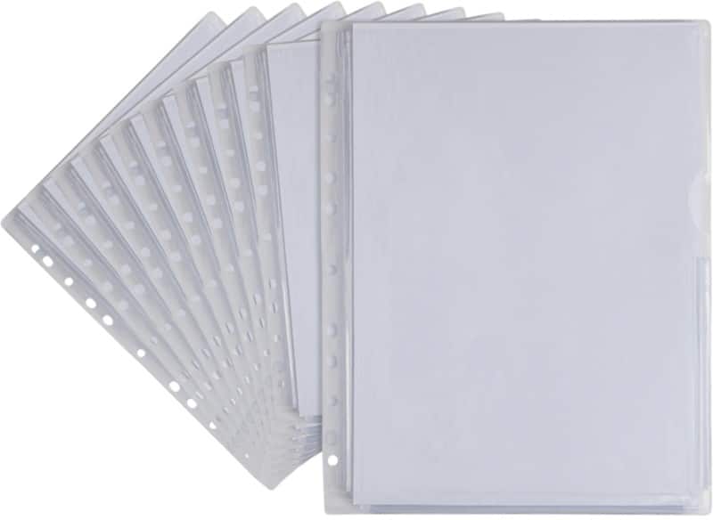 Viking Prospekthüllen  DIN A4 Glasklar Transparent 200 Mikron PP (Polypropylen) Öffnung oben und rechts 11 Löcher 10 Stück