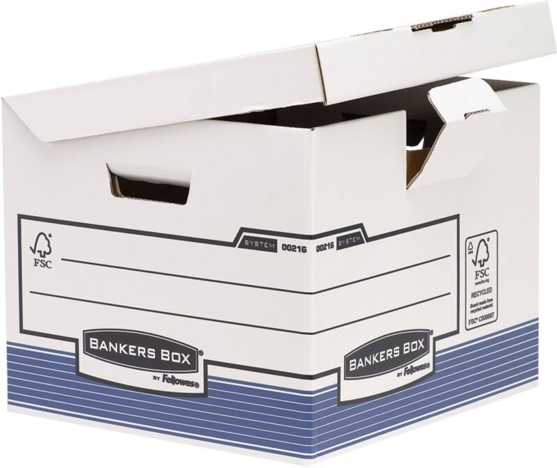 Bankers Box System Karton Archivbox Blau, Weiß 350mm x 293mm x 370mm 10 Stück