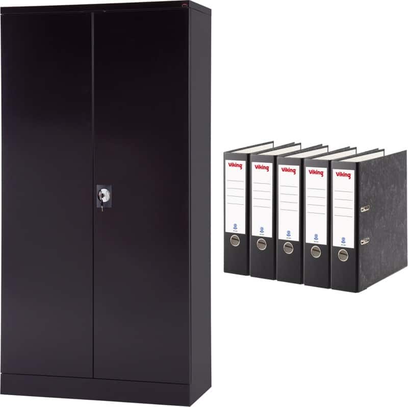 Viking Realspace Aufbewahrungsschrank Stahl 4 Fachböden Abschließbar 920 x 420 x 1.800 mm Schwarz