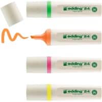 edding EcoLine 24 Textmarker Gelb, Hellgrün, Orange, Rosa Mittel Keilspitze 2 - 5 mm Nachfüllbar 4 Stück