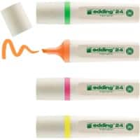 edding EcoLine 24 Textmarker Farbig sortiert Mittel Keilspitze 2 - 5 mm Nachfüllbar 4 Stück