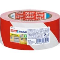 tesa Signalklebeband tesasignal Universal Rot, Weiß 50 mm (B) x 66 m (L) PP (Polyproplylen)