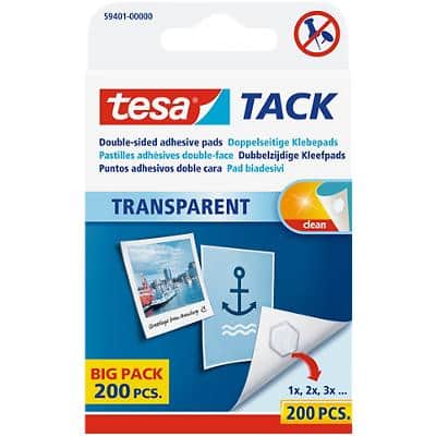 tesa TACK Doppelseitige Klebepads 59401 11 mm Transparent 200 Stück