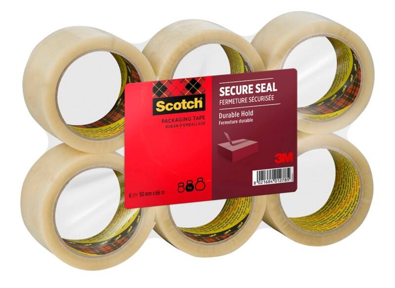 Scotch Secure Seal Verpackungsklebeband Transparent Stark 50 mm (B) x 66 m (L) PP (Polypropylen) 56 Mikron Pack mit 6 Rollen