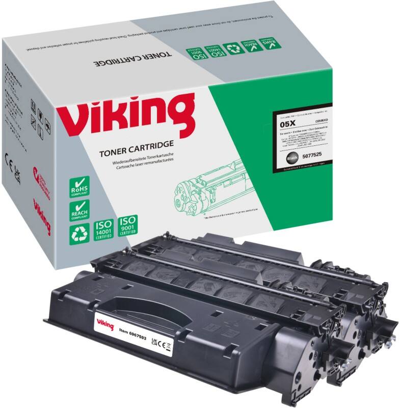 Viking 05X Kompatibel HP Tonerkartusche CE505XD Schwarz Duopack 2 Stück
