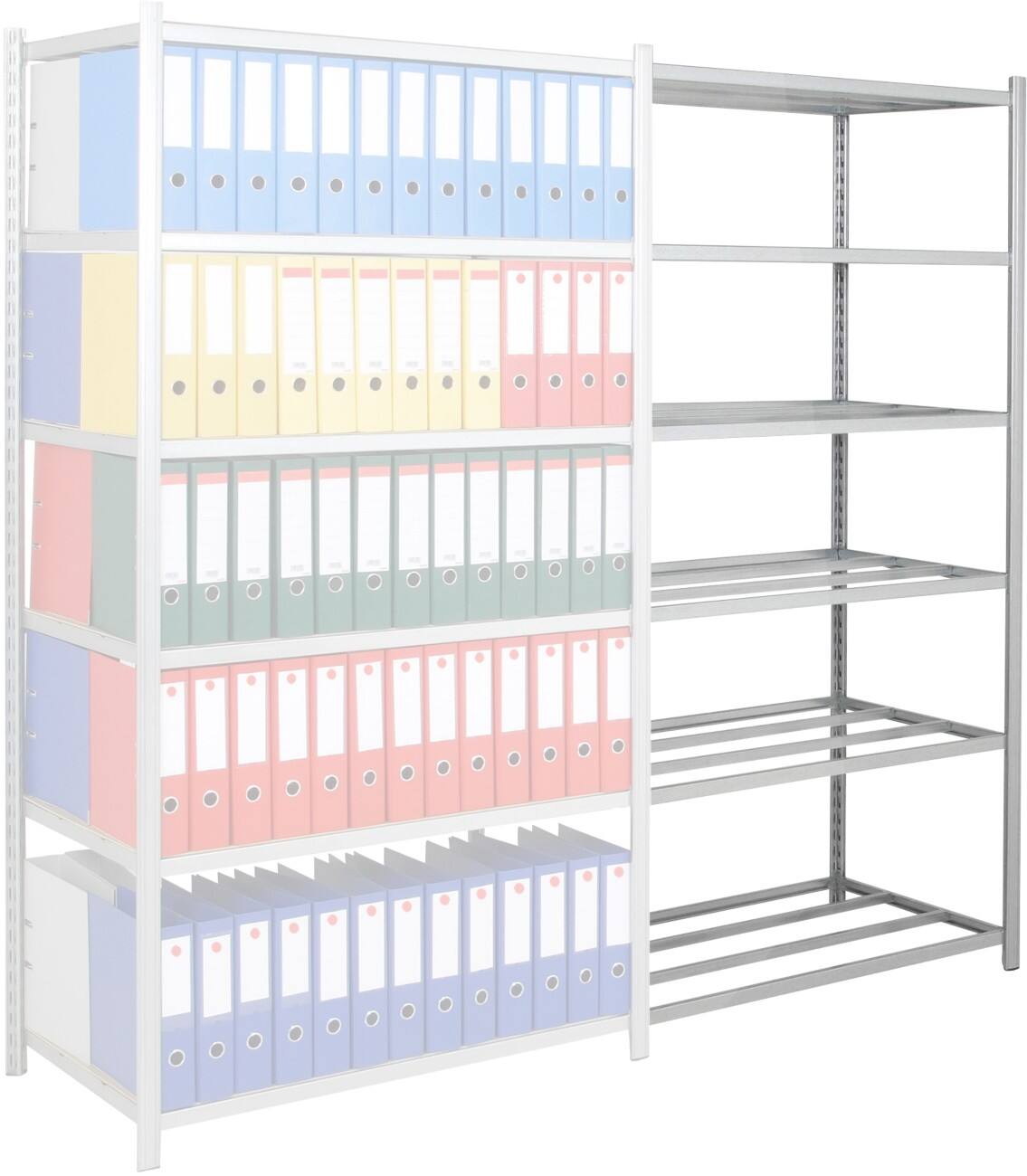 MANORGA EPSILINE Anbauregal verzinkter Stahl 1.000 x 300 x 2.000 mm Grau