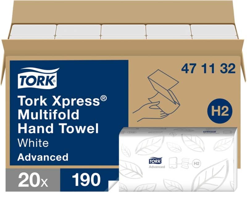 Tork Xpress Advanced  Papierhandtücher H2 M-falz Weiß 2-lagig 471132 20 Stück à 190 Blatt