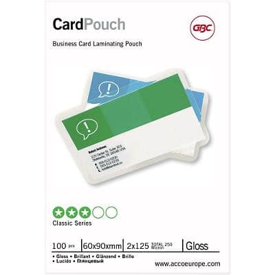 GBC Card Laminierfolien Visitenkarte & Kreditkarte Glänzend 125 Mikron (2 x 125) Transparent 100 Stück