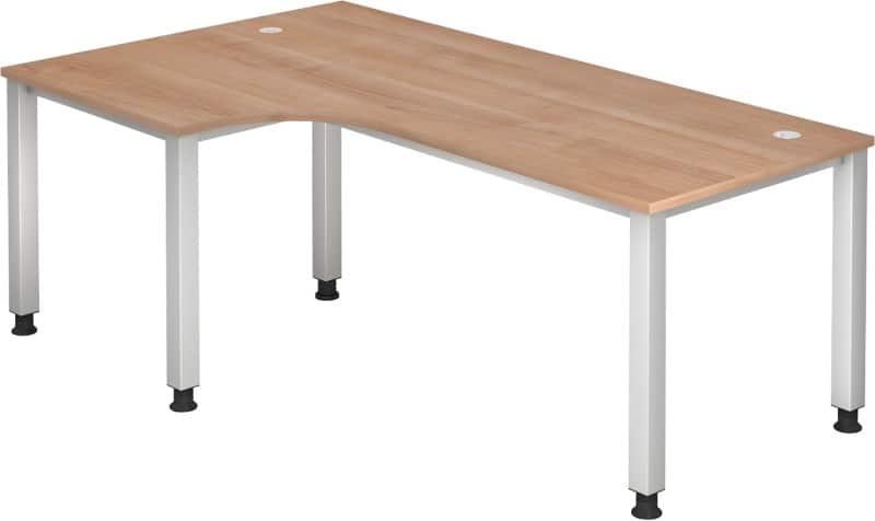 Hammerbacher Q Series VQS Eckschreibtisch Rechteckig Walnuss 4 Metallfüße 2.000 (B) x 1.200 (T) x 810 (H) mm Spanplatte, Stahl