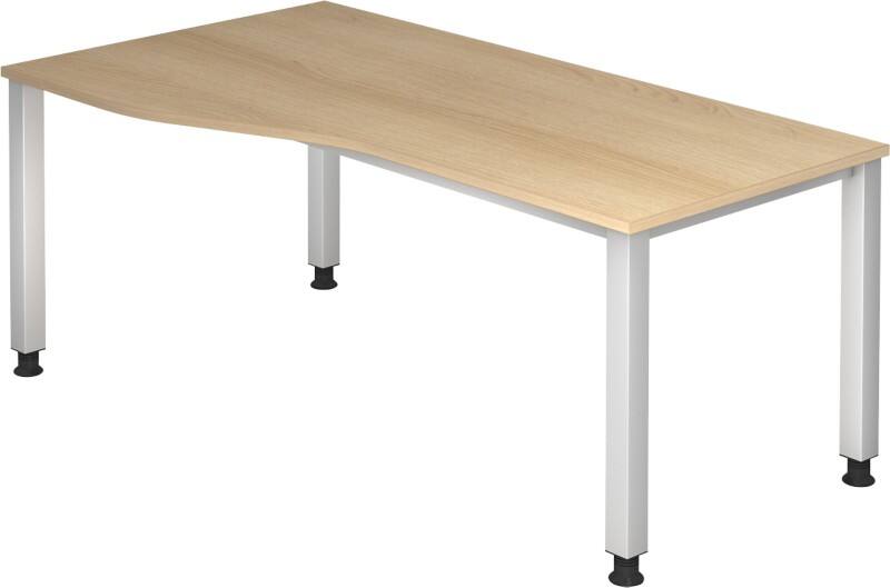 Hammerbacher VQS Höhenverstellbar Schreibtisch Freiform Eiche 4 Metallfüße 1.800 (B) x 1.000 (T) x 810 (H) mm Spanplatte, Stahl