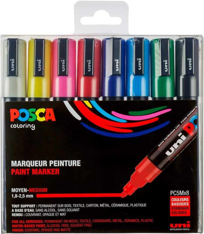 POSCA POSCA PC-5M Lackmarker Farbig sortiert Mittel Rundspitze 1,8 - 2,5 mm 8 Stück