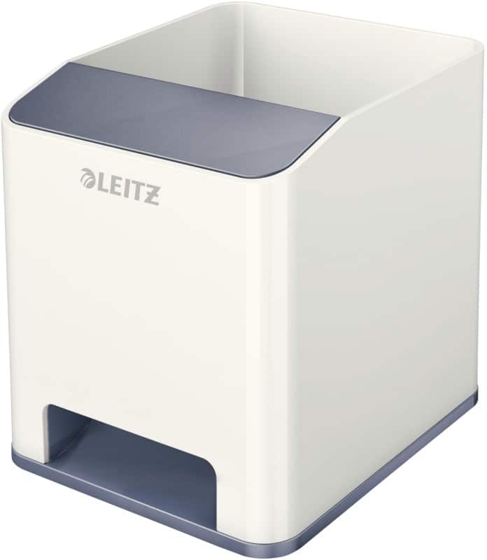 Leitz WOW Sound Stiftehalter Duo Colour Weiß, Grau 9 x 10 x 10,1 cm