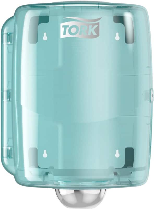 Tork Maxi Innenabrollungsspender Weiß und Türkis W2, Robustes Design, Performance Linie, 44,7 cm × 32,8 cm × 30,2 cm, 653000
