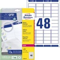AVERY Zweckform Ultragrip Universaletiketten L7636-25 Ja DIN A4 Weiß 45,7 x 21,2 mm 25 Blatt à 48 Etiketten
