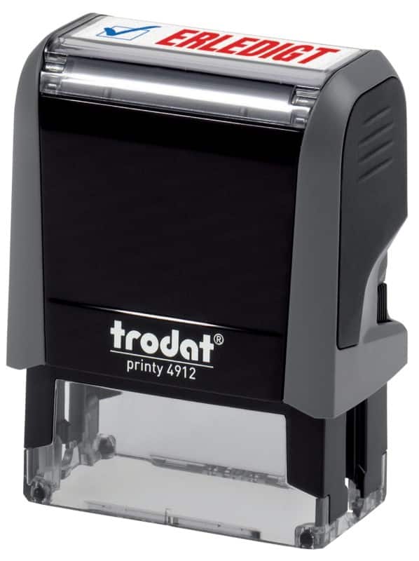 Trodat Personalisierter Textstempel Office Printy 4912 "Erledigt" Schwarz, Grau