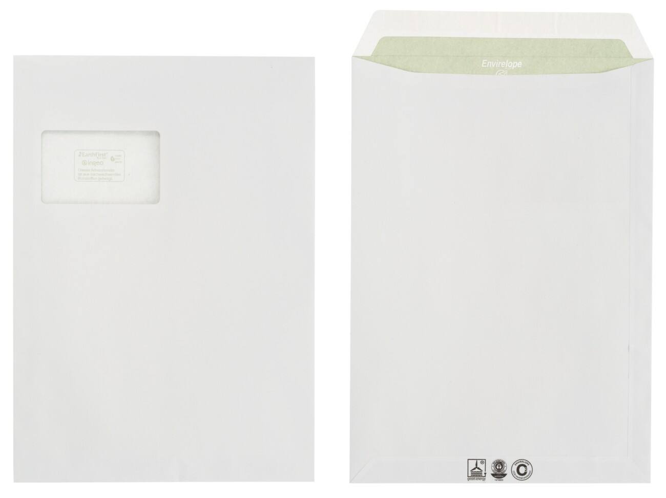 Envirelope Versandtaschen C4 90 g/m² Weiß CO²-neutral Mit Fenster Abziehstreifen 250 Stück