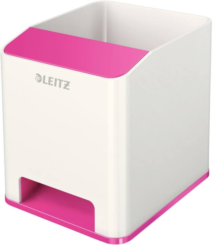 Leitz WOW Sound Stiftehalter Duo Colour Weiß, Pink 9 x 10 x 10,1 cm