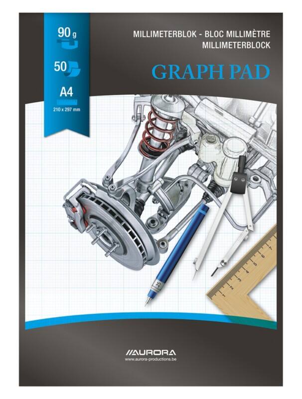 AURORA Skizzenbuch DIN A4 Kariert Geleimt Papier Blau, Weiß Nicht gelocht  100 Seiten 50 Blatt 