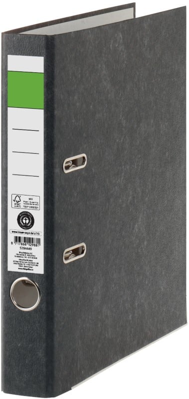 Viking Grüner Balken Ordner DIN A4 50 mm Schwarz 2 Ringe Pappkarton Wolkenmarmor Hochformat Recycled