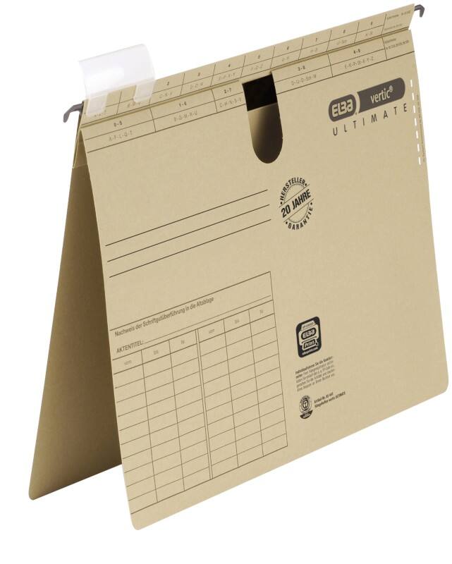ELBA vertic ULTIMATE Hängehefter DIN A4 V-Boden Naturbraun Blauer Engel UZ56 (Recyclingkarton Schreibwaren) 25 Stück