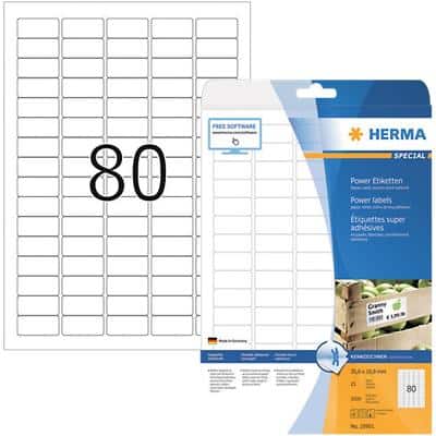 HERMA Power Etiketten 10901 Weiß Rechteckig 2000 Etiketten pro Packung