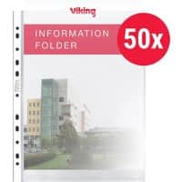 Viking Prospekthüllen Recycled DIN A4 Glasklar Transparent 80 Mikron PP (Polypropylen) Oben 11 Löcher 50 Stück