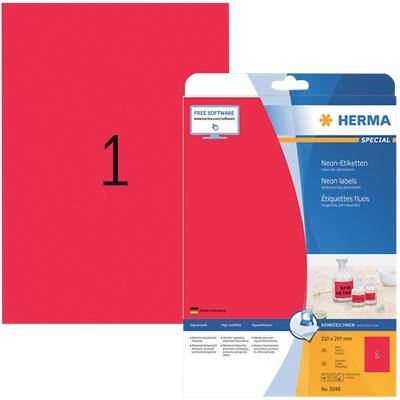 HERMA Etiketten 5048 Neonrot Rechteckig 20 Etiketten pro Packung