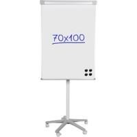 Viking Freihstehendes Flipchart Executive Höhenverstellbar 70 x 100 cm Mit 5 Rollen und Stiftablage Silber